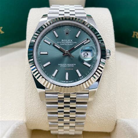 rolex datejust 41 mm mint green|2022 Rolex Datejust 41mm.